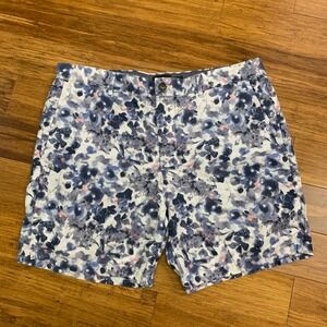 Club Monaco Baxter Fit Floral Print Linen Blend Shorts Men's Size 33 Summer‎